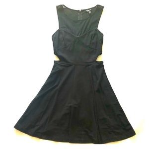 Bebe Black Mesh Cutout Cocktail Dress